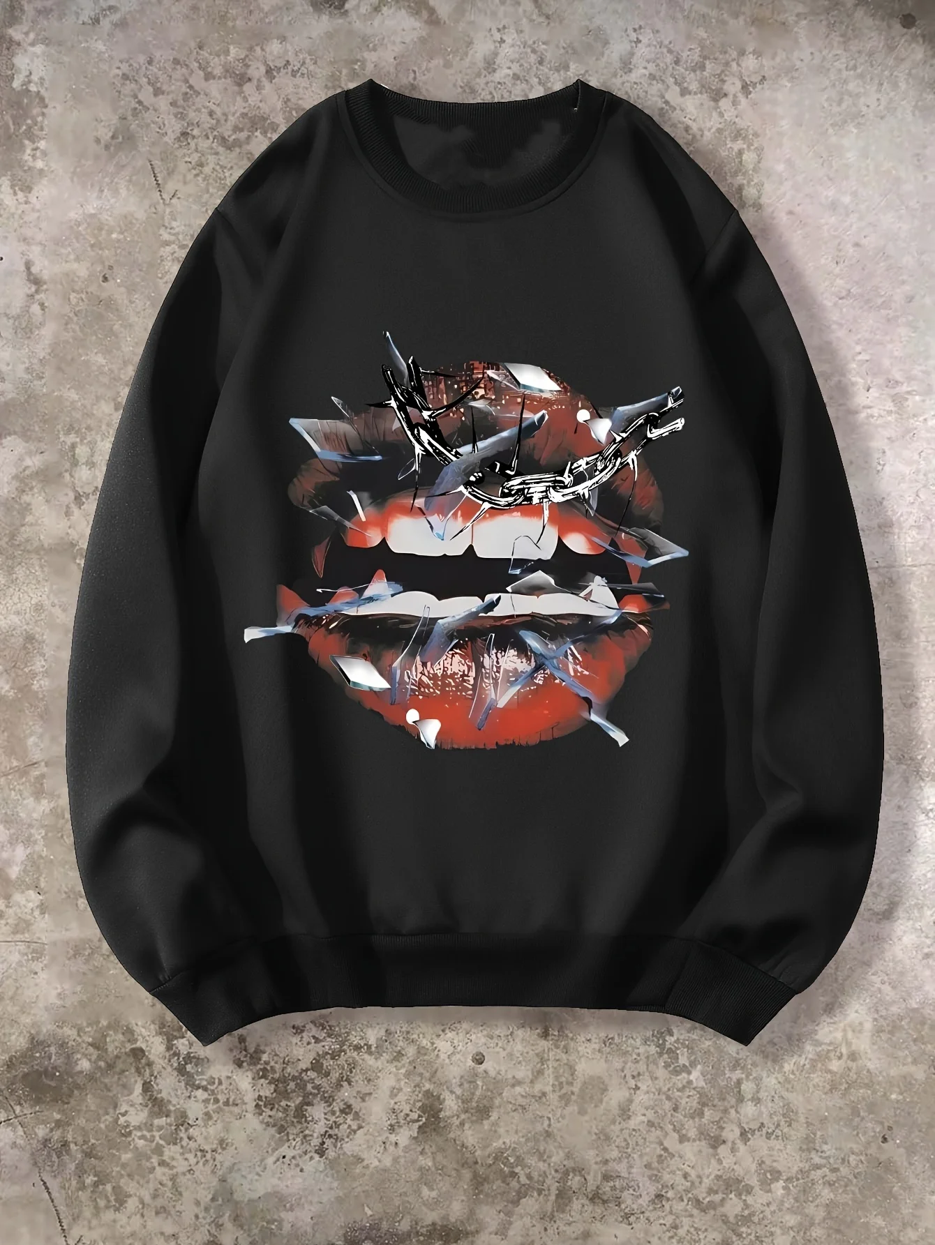 

Готический стеклянный принт губ, осенне-зимняя мужская и женская спортивная одежда с длинными рукавами, повседневная свободная уличная одежда