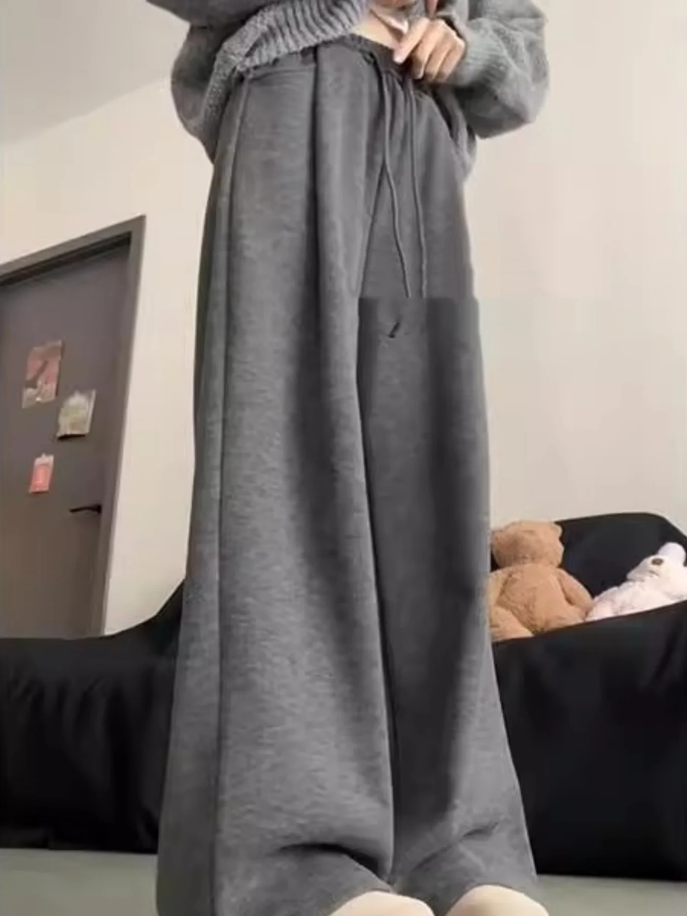 アメリカンスタイルのトレンディなストレートレッグルーズカジュアルパンツ、女性用、アメリカンレトロなソリッドカラーカジュアル薄手スウェットパンツ、多用途のストレートレッグレイジールーズパンツ