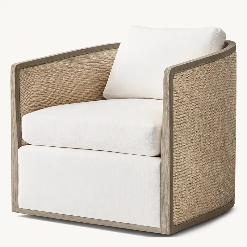 Modern American Chair Home Furniture Simple Fabric Leisure Sofa for Outdoor Living Room Apartment Villa Bedroom