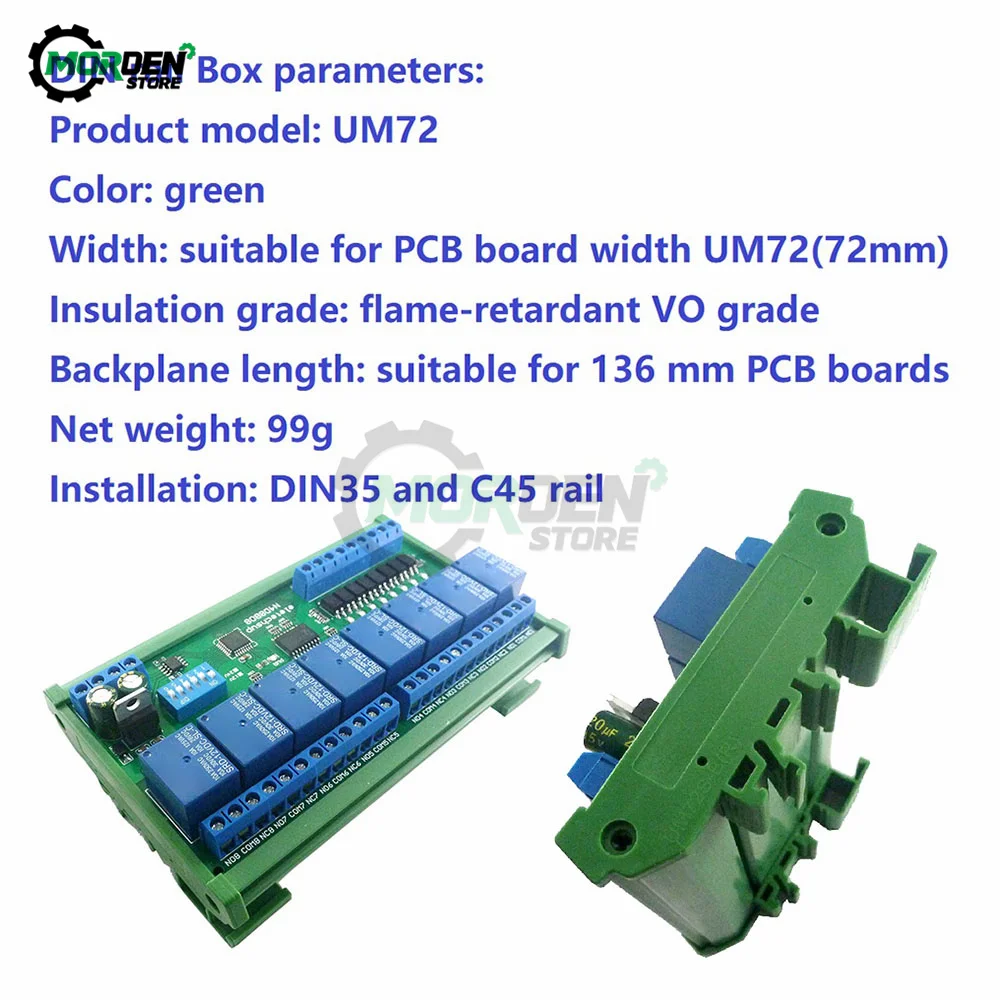 DC 12V 24V 8 Isolated Input & 8 Output DIN35 C45 Rail Box UART Relay Module RS485 Modbus RTU Control Switch Board Power Supply