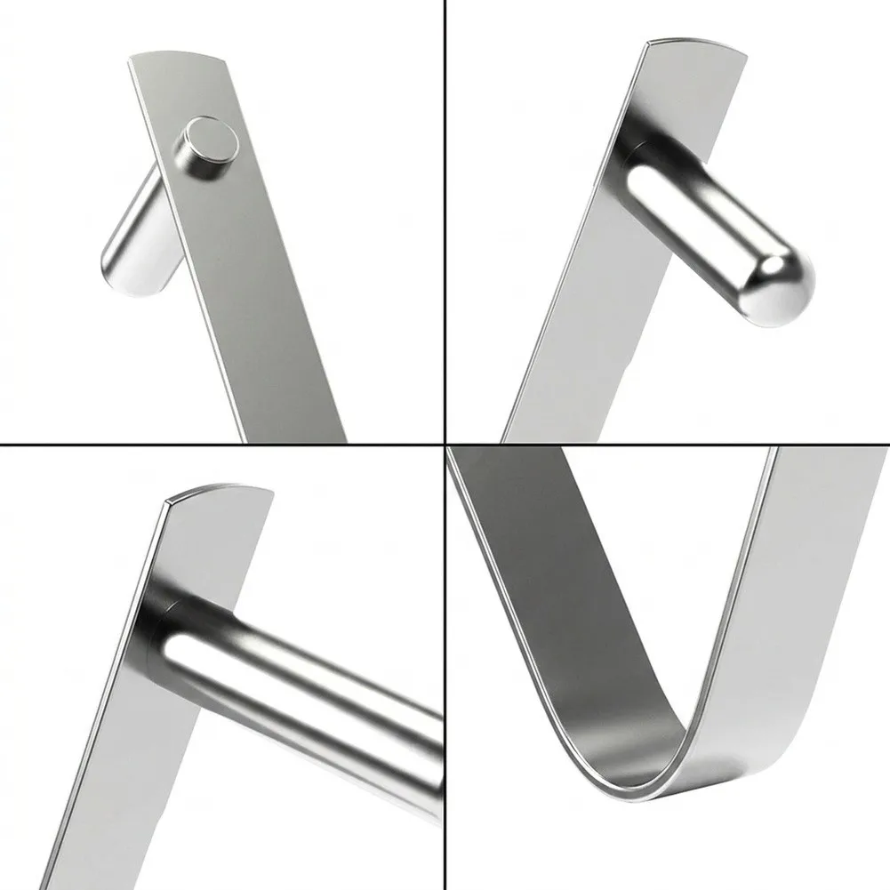 6 Stainless Steel V-Shaped Pool Pole Clips for Consistent Tool Mounting During Routine Swimming Pool Maintenance