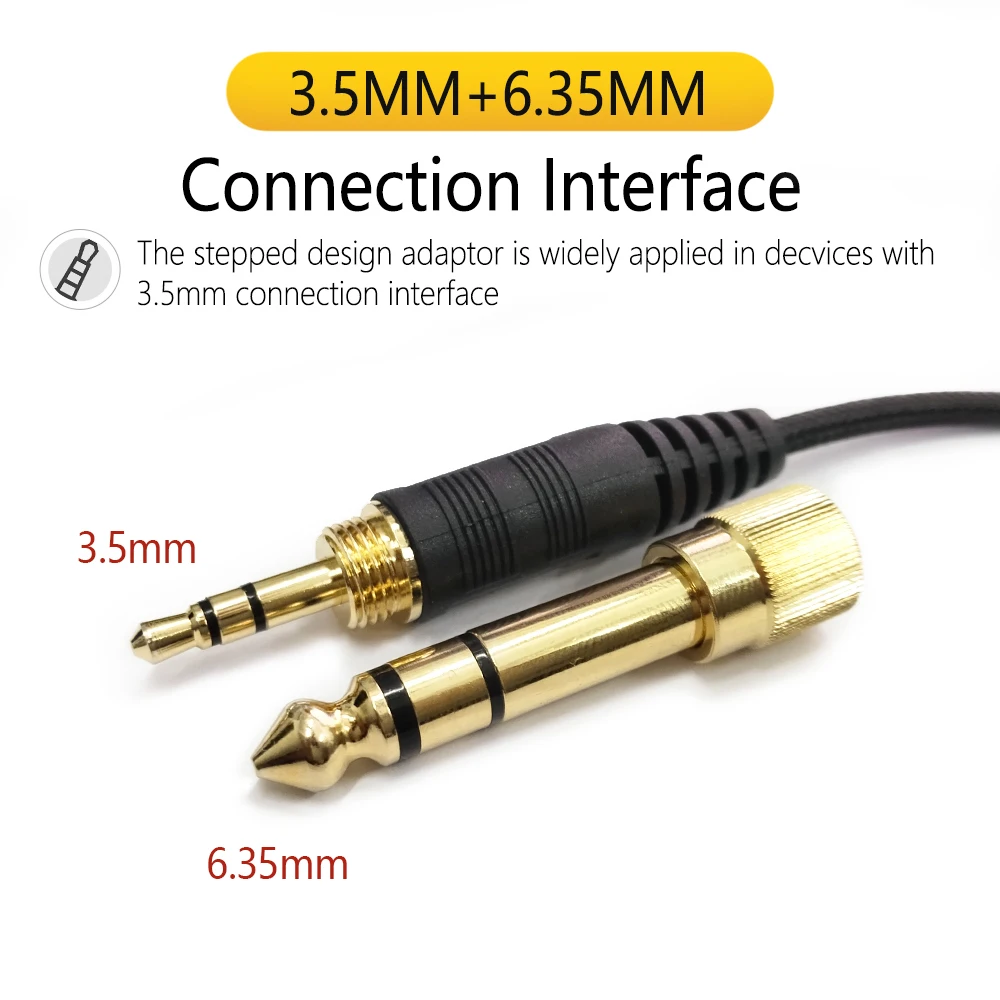 3.5MM + 6.35MM to 2.5MM jack High-extensional Spring Cable of Headphone for SENNHEISER HD6 HD7 HD8 HD515 HD518 HD558 HD598