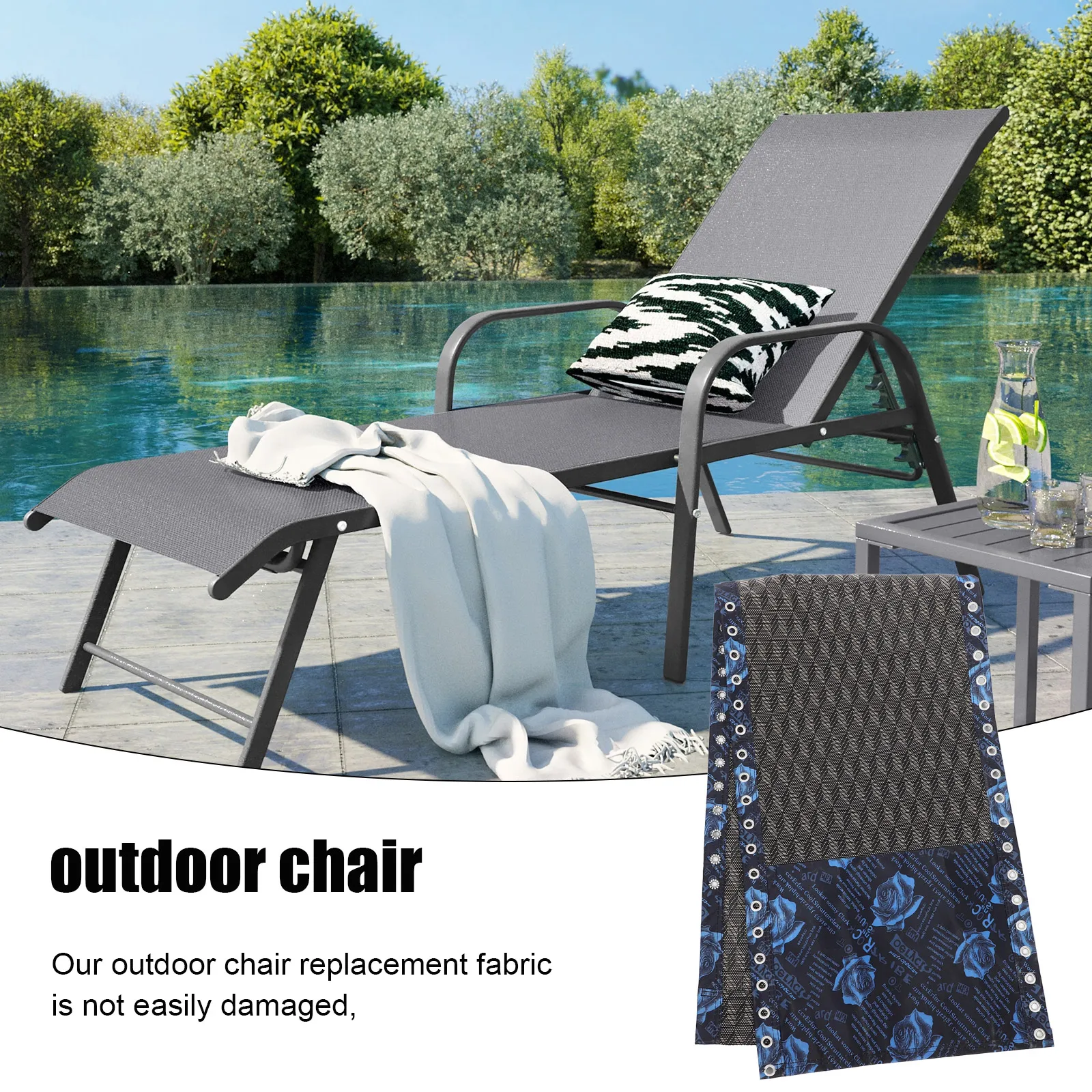 

Folding Chair Fabric Durable Blue Flower Supplies Outdoor Camping Balcony Chairs Cloth Accessories