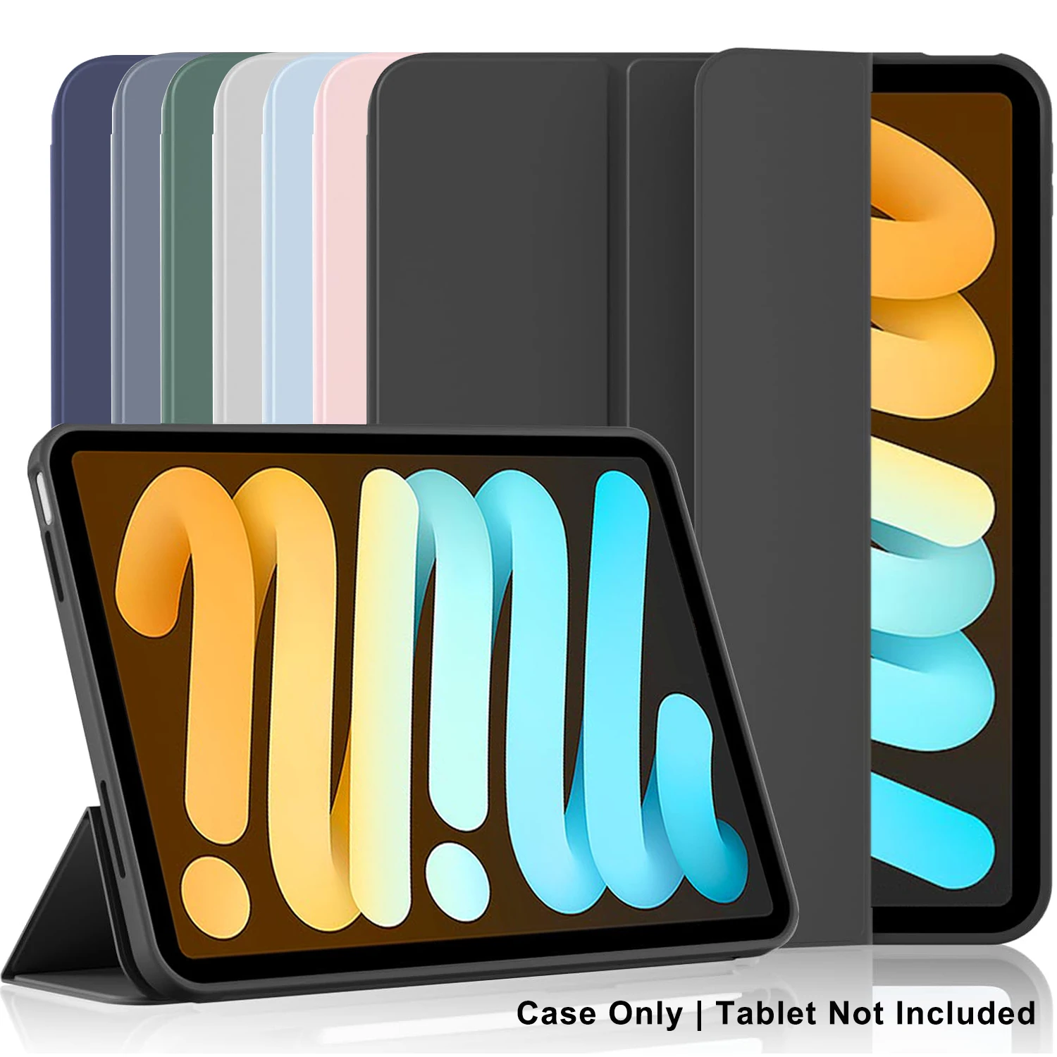 Tri-fold Flip Case For iPad Mini 6 A2568 Mini 7 (A17 Pro) 8.3'' A2995 Magnetic Stand PU Leather Protective Cover Auto Wake up