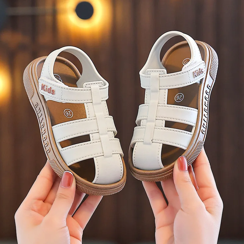 

Children Roman Sandals Kids Hollow-out Toes Capped Sandals Fashion Kids Summer Beach Shoes Soft Bottom Anti-slippery Size 21-31