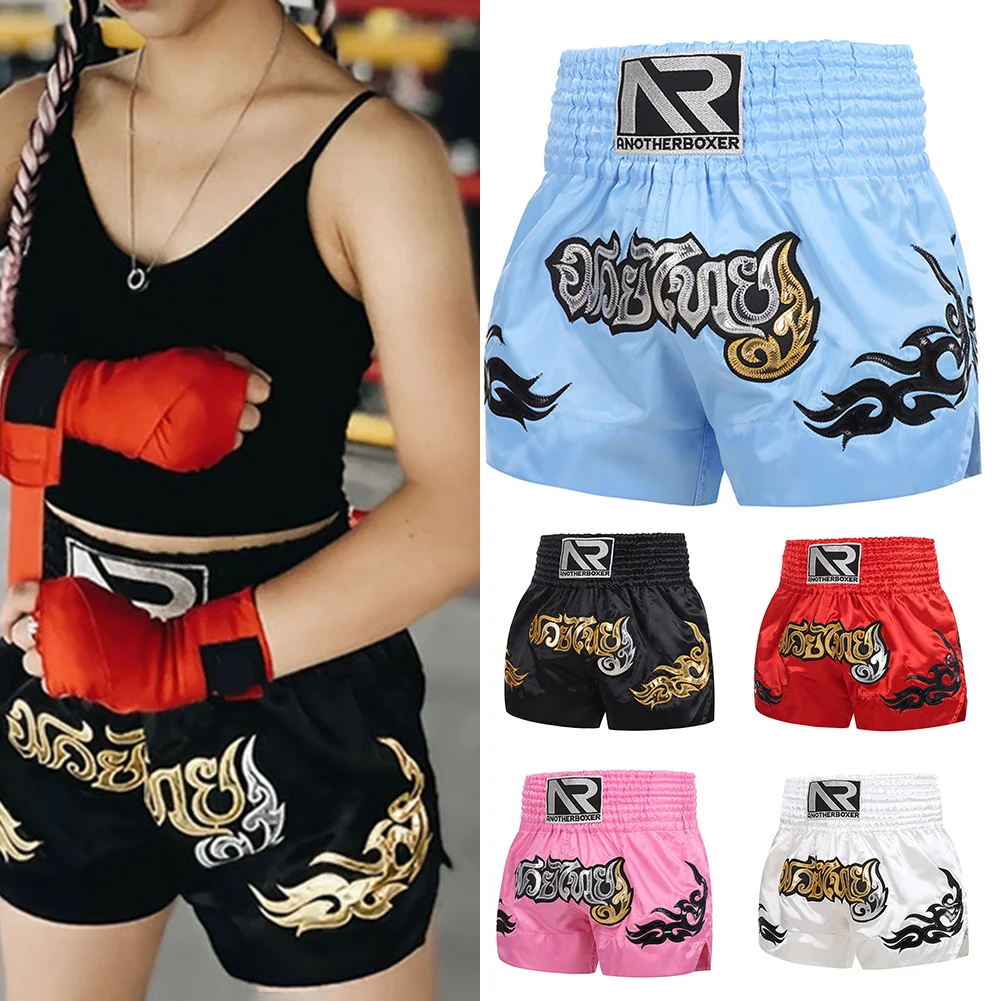 

Muay Thai Shorts Cage Fight Kickboxing Pants Men Women Child Boy Girl Embroidery MMA Martial Arts Thai Muay Boran Boxing Shorts