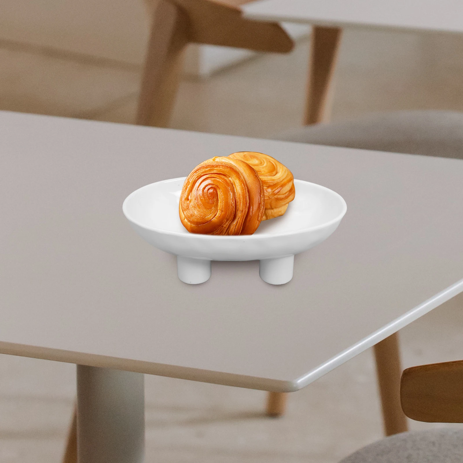 

Ceramic Fruit Bowl with Legs Modern Minimalist Design for Counter Serving Bread Candy Storage Household Organizer