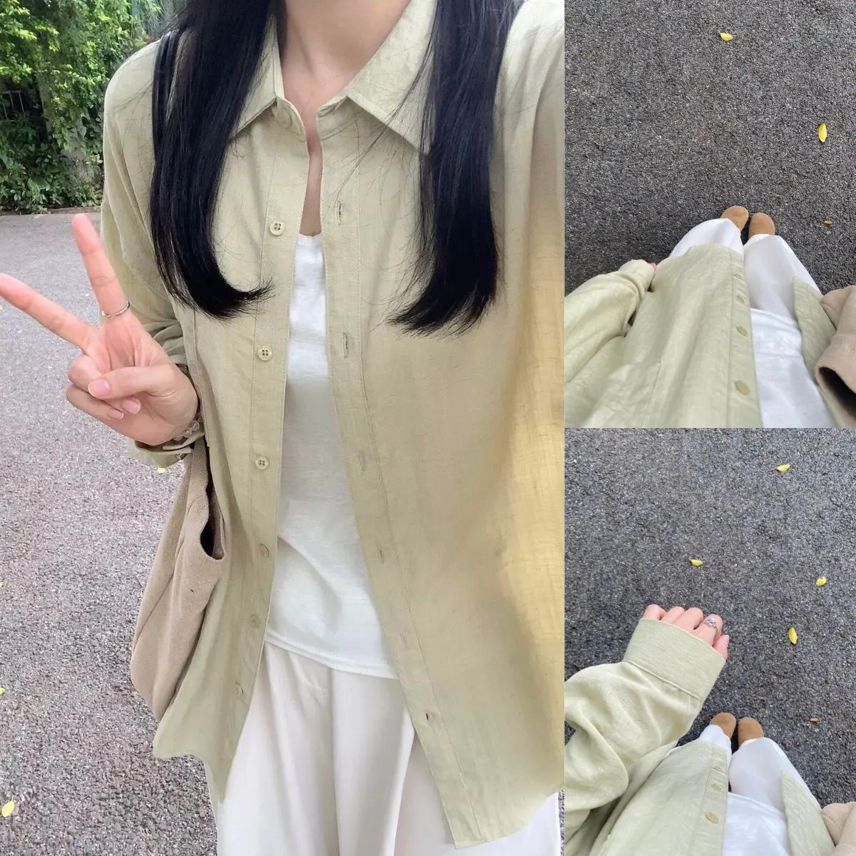 Women's Loose Linen Purple Sun Protection Shirt Autumn New Style Simple Cotton Linen Shirt Top Fashionable And Comfortable