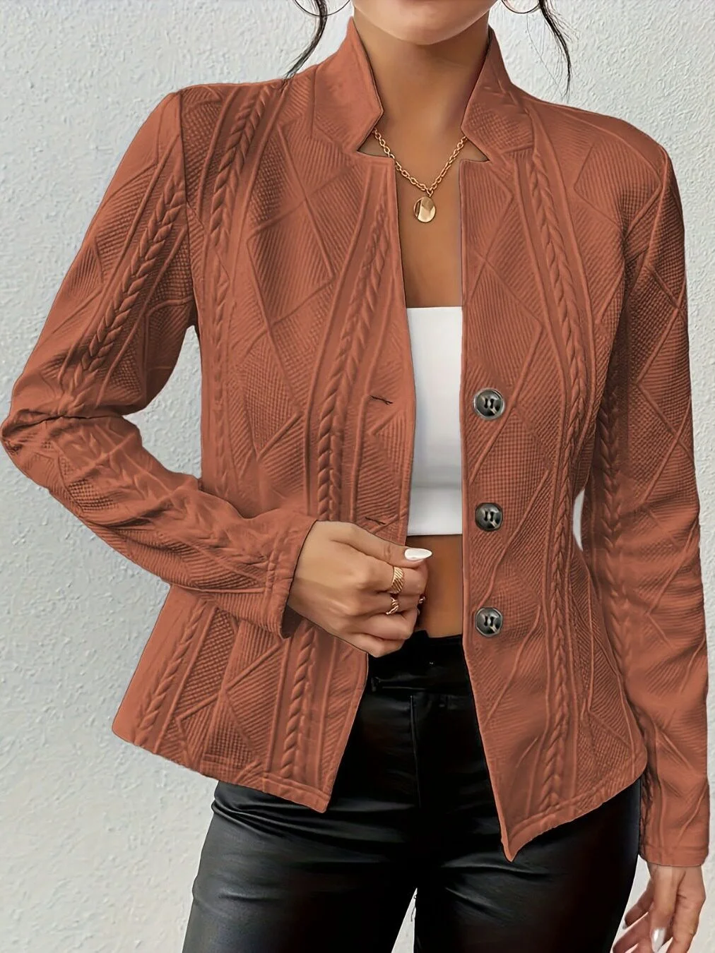 Casual Floral Patterned Single-Button Stand-Collar Commuter Style Women's  Jacket Versatile Leisure Outerwear in 7 Colo...