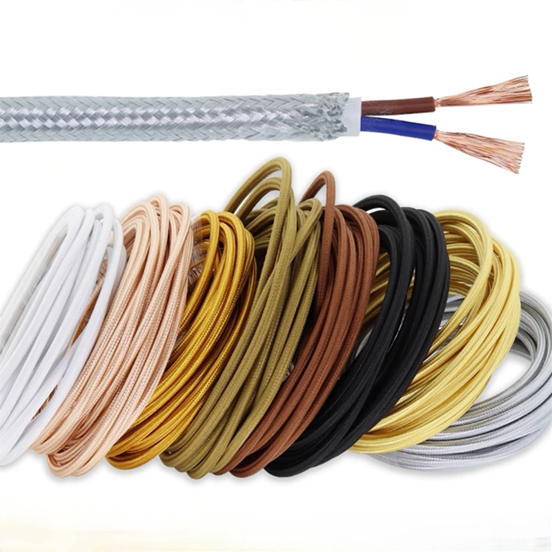 100meters 2*0.75mm Vintage Electrical Wire Textile Cable Edison Vintage Lamp Cord textile Retro Pendant Light Lamp Wire