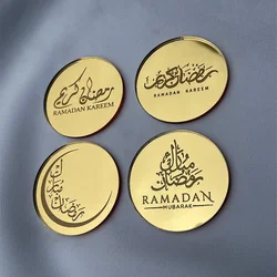 4pcs arabic Ramadan Mubarak Kareem cake Disc Cupcake Topper Eid Al-Fitr Muslim Islamic Iftar Suhoor Dessert Table Decoration