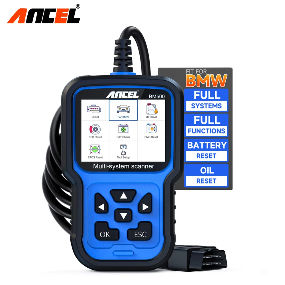 ANCEL BM500 OBD2 Scanner For BMW Mini Battery EPB SAS SRS ETC TPMS Oil Reset OBD2 Automotive Diagnostic Tool OBD 2 Code Reader