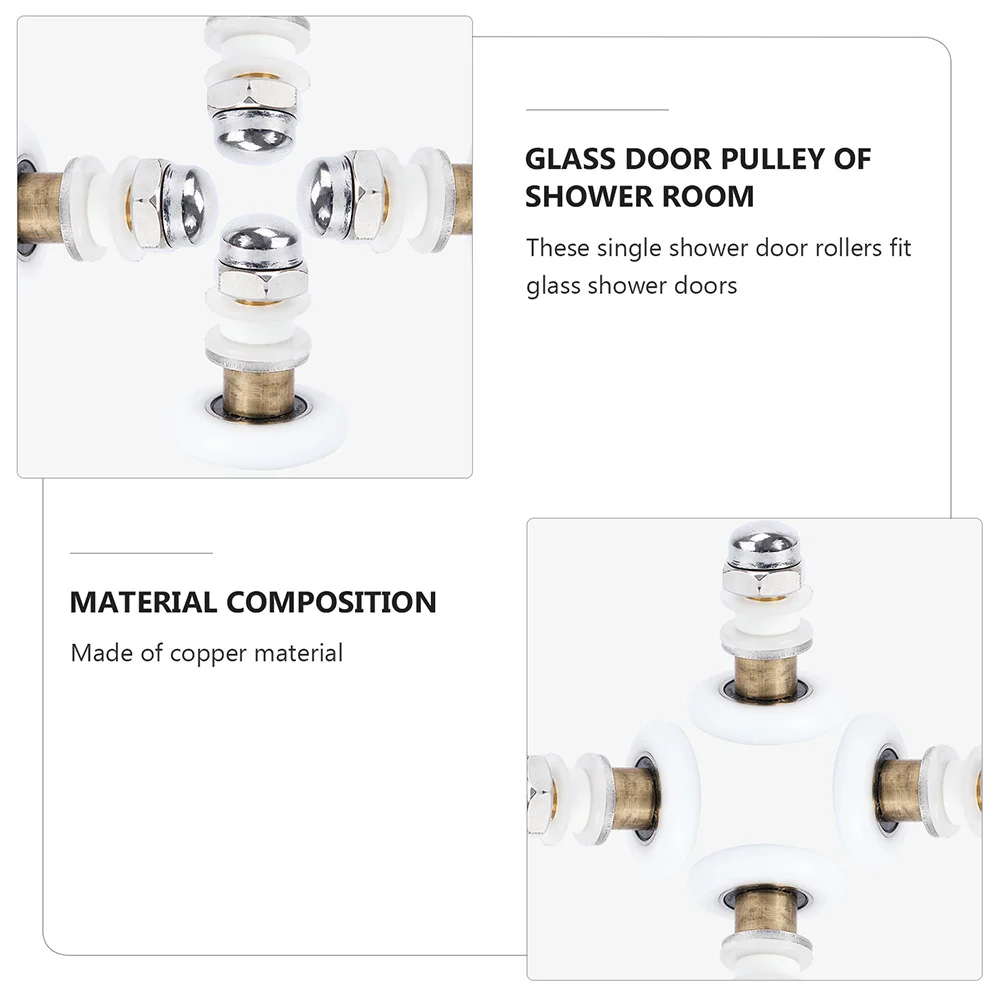 

4pcs Sliding Roller Glass Eccentric Wheel Replacement Durable For Bathroom Store Office Use Sliding Door Pulleys Door Roller