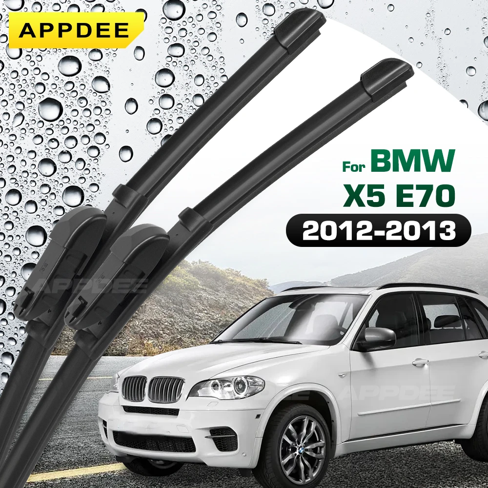 

Silicone & rubber Front Wiper Blades Set For BMW X5 E70 2012 - 2013 Windshield Windscreen Window Brush 24"+19" Push Button