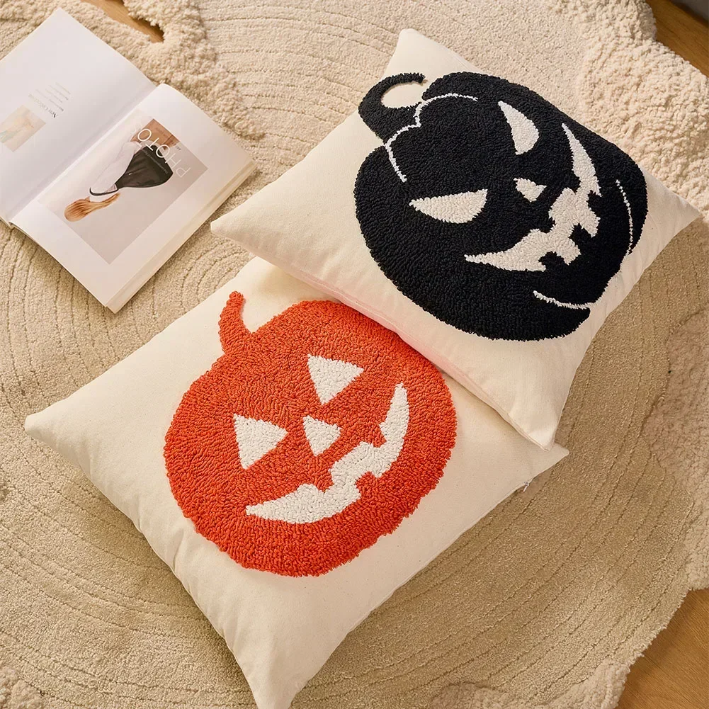 NAPEARL Halloween Cushion Cover 18x18 Cute Lovely Pumpkin Pillowcases Gift 1PC