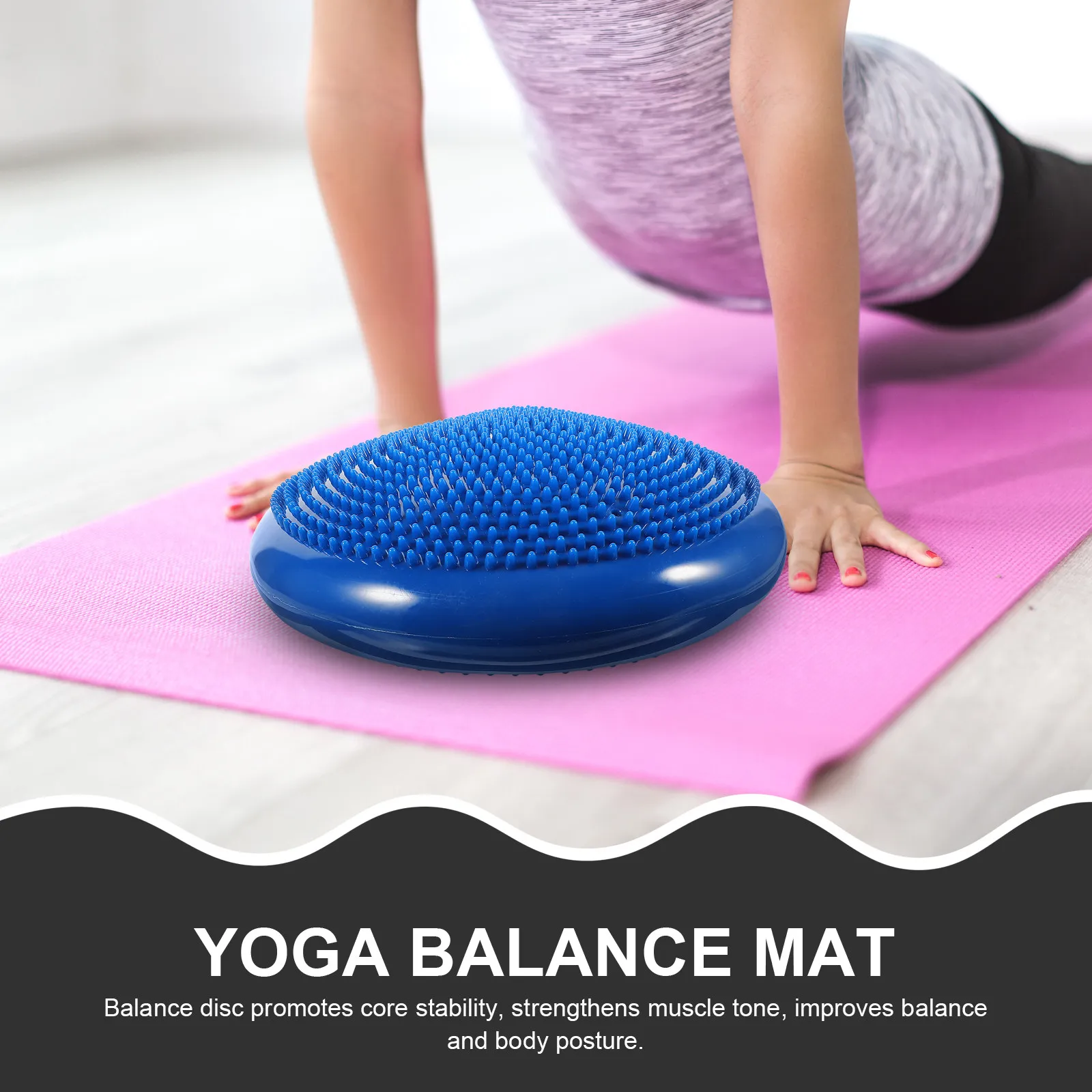 Extra Thick 13 Inch Balance Cushion Inflatable Wobble Disc for Improving Stability and Relieving Back Pain Blue