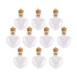 10pcs glass cork bottle glasses ampoules wool bottle pendants heart form