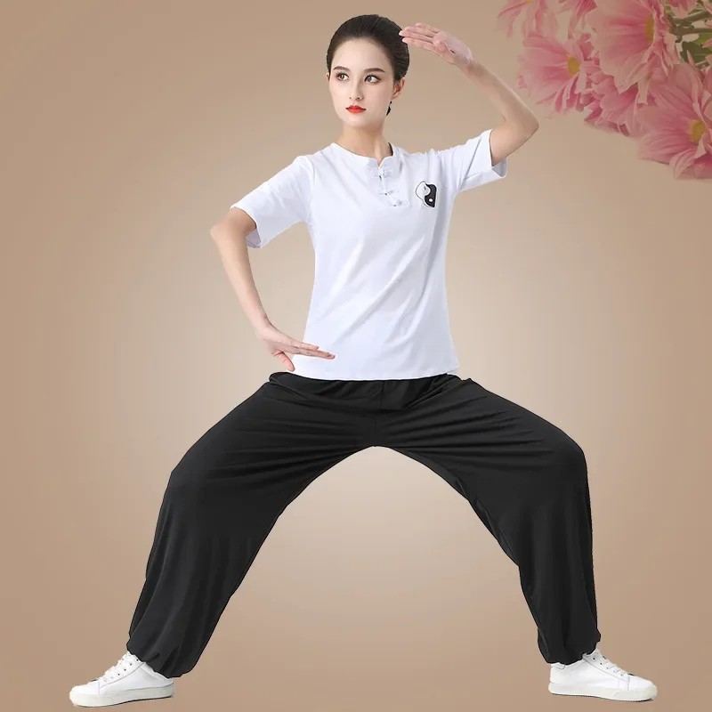 Chinese Traditional Clothing Set Man Woman Spring Summer Tai Chi Kung Fu Uniforms Wushu Top Pants Training Performance Costumes