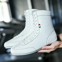 Genuine Leather Boxing Shoes for Men and Women, Wrestling Training Shoes, Fighting Gym, High Top