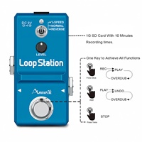 Amuzik Guitar Looper Station Loop Effects Pedals Unlimited Overdubs 10 Minutes of Looping, 1/2 time, and Reverse TF Memory card
