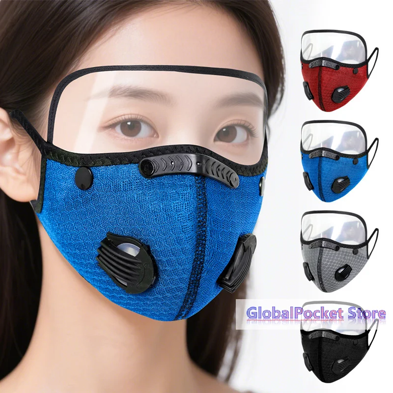 New Cycling Face Mask With Filter Goggles Dust Mask Sport Washable Reusable Facemask For Men Bandana Actived Carbon Filters