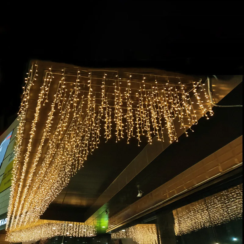 EU/US LED Icicle Curtain String Light Droop 0.6-0.8m Decorations for Home Eave Street Winter Christmas Garland Decor Outdoor