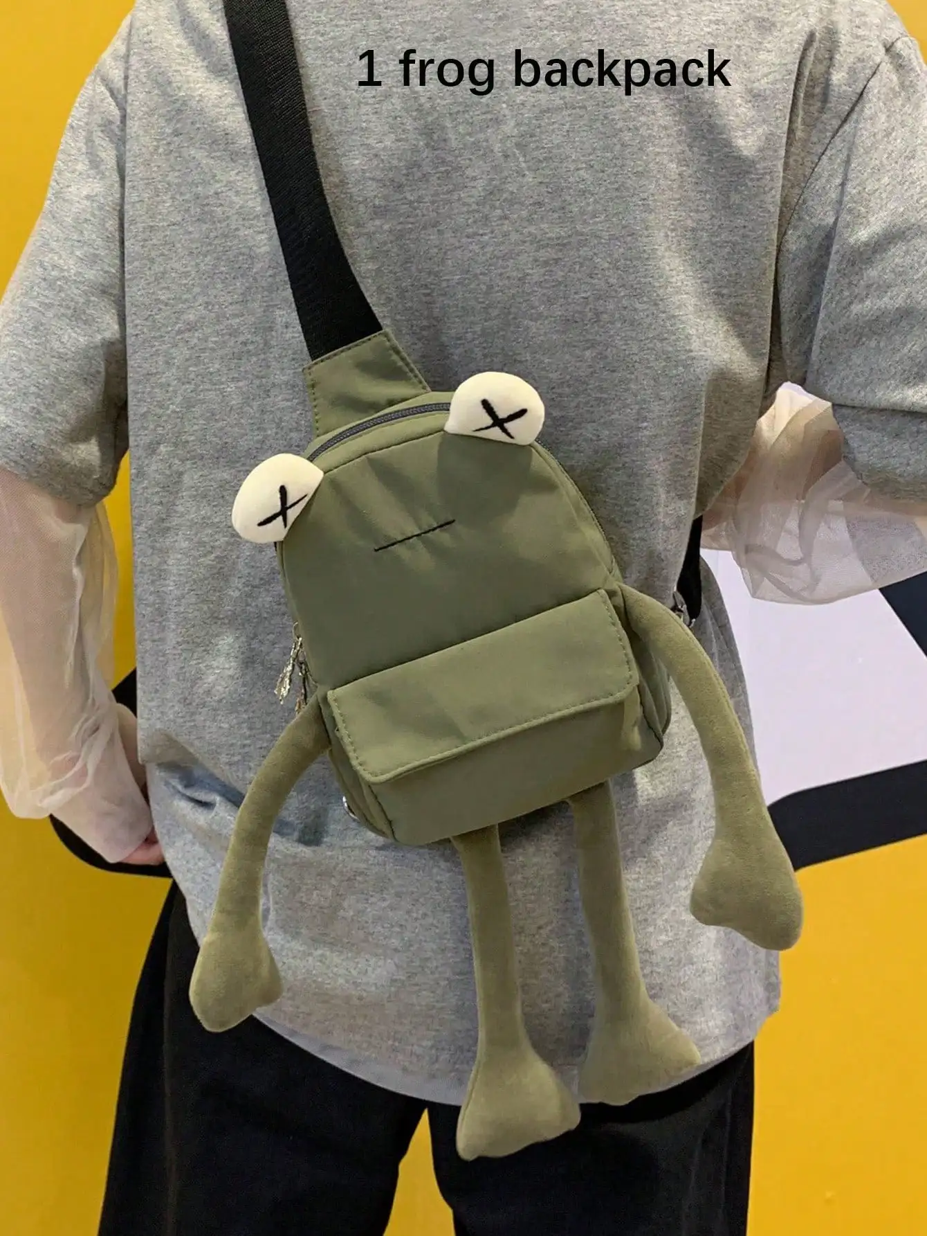 

1pc Fashionable Cartoon Nylon Blue Frog Chest Bag, Mini Asymmetrical Water-Resistant Crossbody Bag Fits Smartphone, Suitable For Work, Shopping, Travel Phone Bag, Thigh Bag, Camping, Holiday Essential, Camping, Hiking Bag