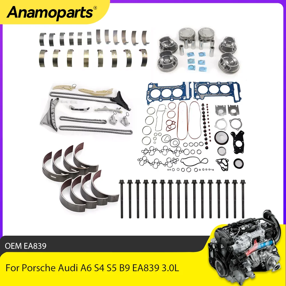 

Engine Rebuild Kit Timing Chain Gasket Fit 3.0 L For Porsche Audi A6 S4 S5 B9 EA839 3.0L EA839