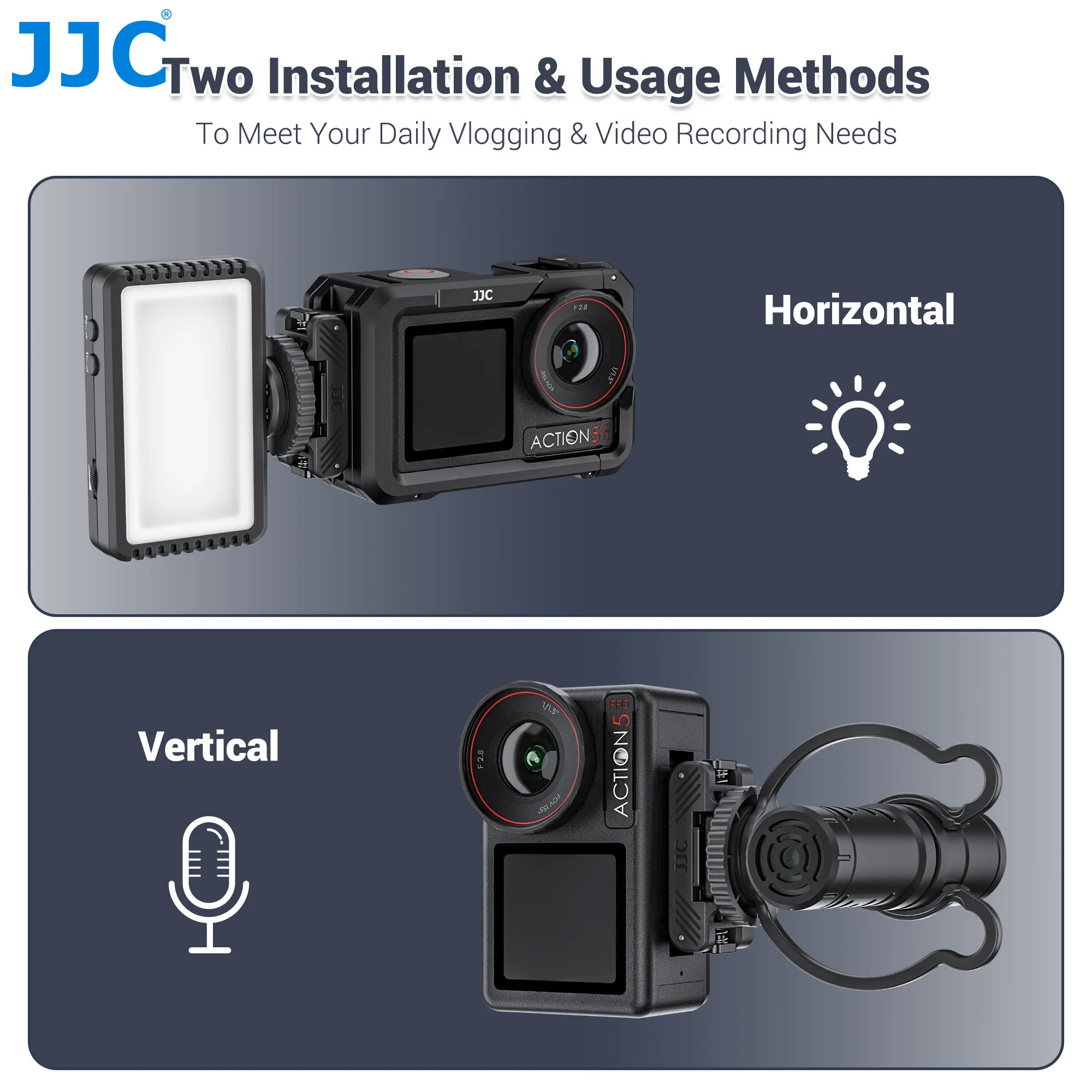 JJC قاعدة مغناطيسية سريعة الإصدار لـ DJI OSMO 360 Action 5 Pro 4 3 كاميرا محول الحذاء البارد قوس للميكروفونات أضواء LED