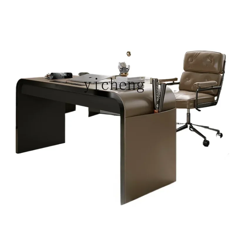 

Light Luxury Modern Study Desk Home Saddle Leather Computer Desk Laptop Desk