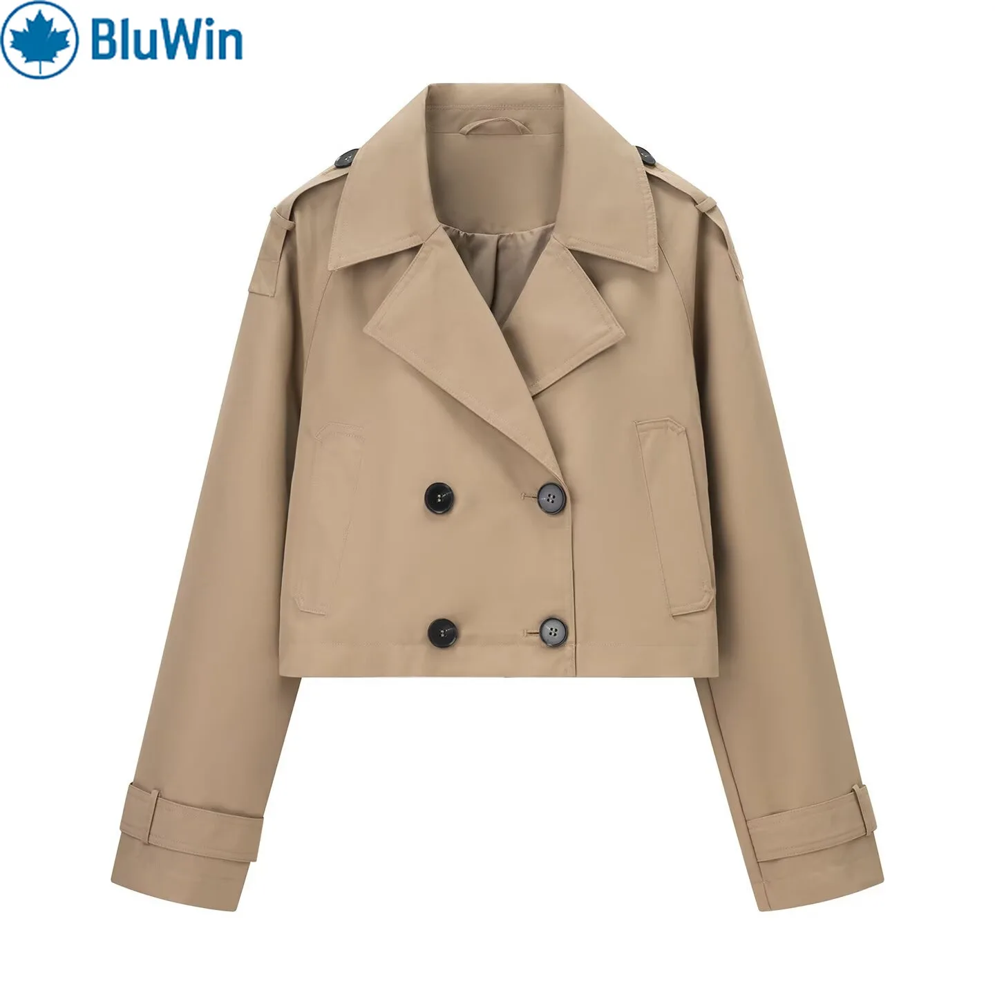 

URBANCHIC&ZAF 4Colors Women's Double Breasted Cropped Trench Coat Short Lapel Jacket Autumn Windbreaker Outerwear