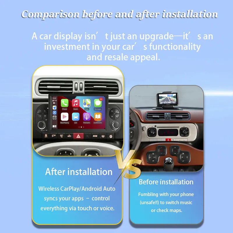Car Radio for Fiat Panda 2013 - 2020 Audio Multimedia Player GPS Navi Stereo Split Screen 4G WiFi BT CarPlay Auto Android 16 2K