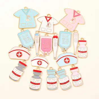 10個新款醫生護士藥罐溫度計藥瓶掛件可愛護士節鑰匙扣吊墜飾品製作 8 最佳銷售 藥丸護符 - №7