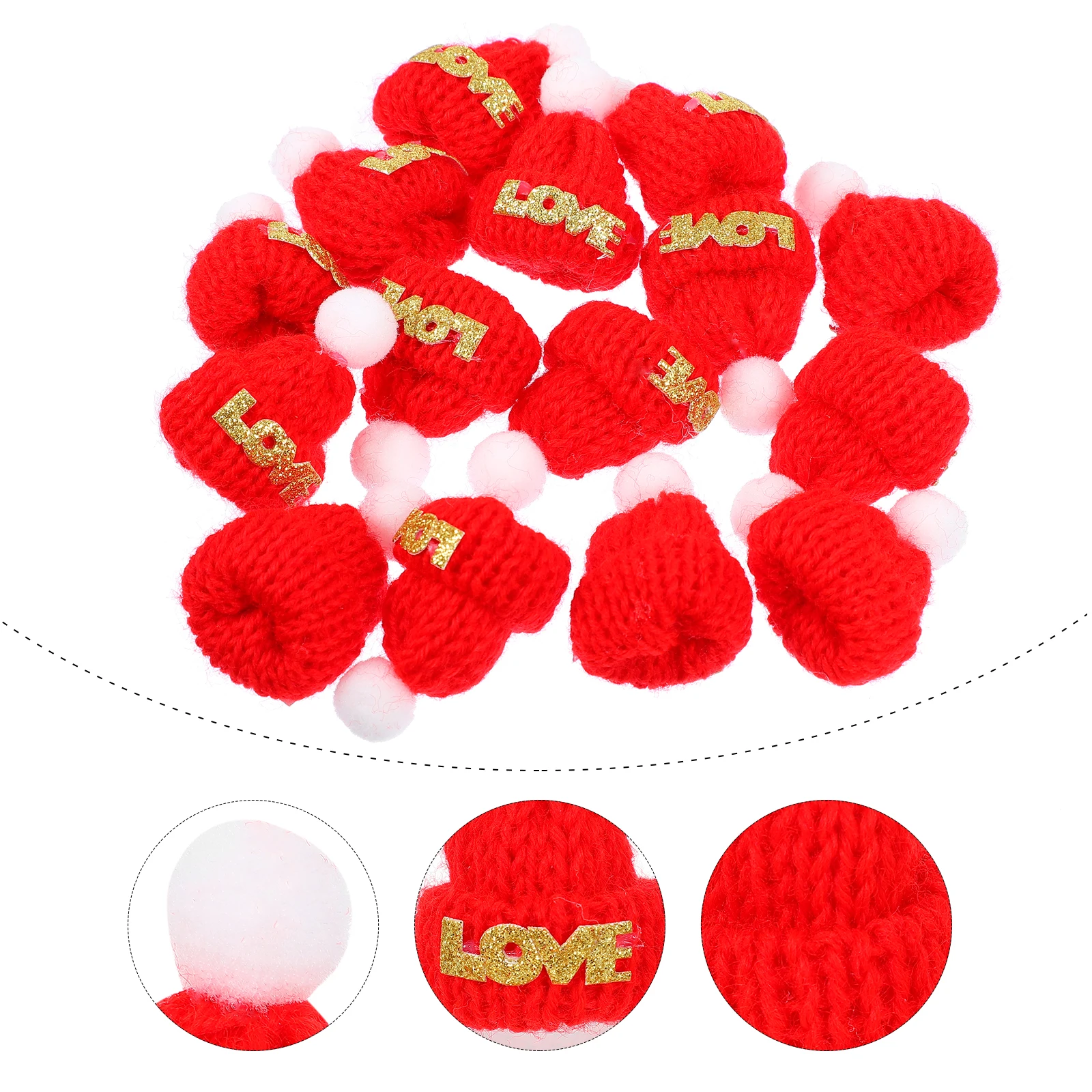 

15Pcs Mini Christmas Woolen Hats Cute Handmade DIY Craft Accessories Holiday Hairpin Brooch Decoration Xmas Tree Ornament