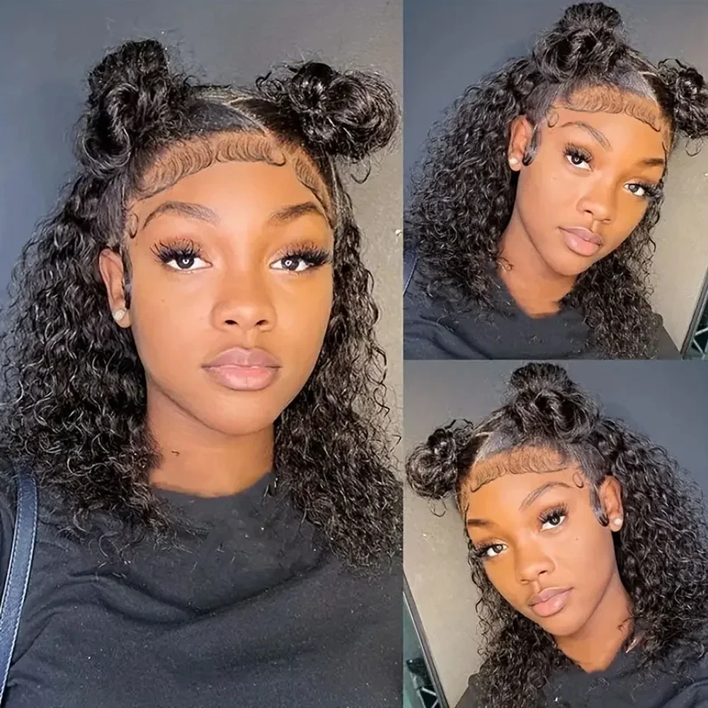 رائجة البيع 4C غريب حواف شعر مستعار 180% البرازيلي بوب مجعد الدانتيل أمامي خصلات الشعر المستعار الإنسان الجزء الأوسط 4x4 قصيرة بوب شعر مستعار خط الشعر الطبيعي