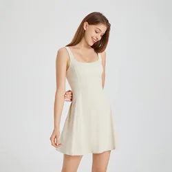 Robe de Tennis sans manches pour femmes, combinaison de sport, Slim, en plein air, pour course à pied, Fitness, Golf, Badminton, survêtements, jupes rembourrées de Yoga