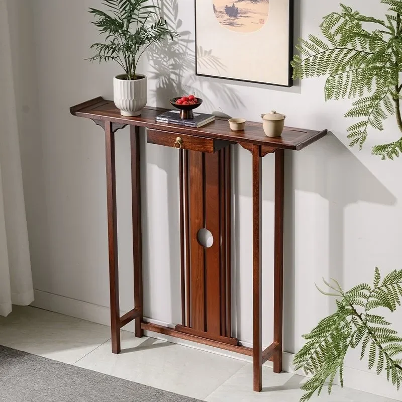 New Chinese Style Solid Wood Entrance Table Ultra Narrow Strip Case Simple Console for Door Entry End View Table Zen Platform