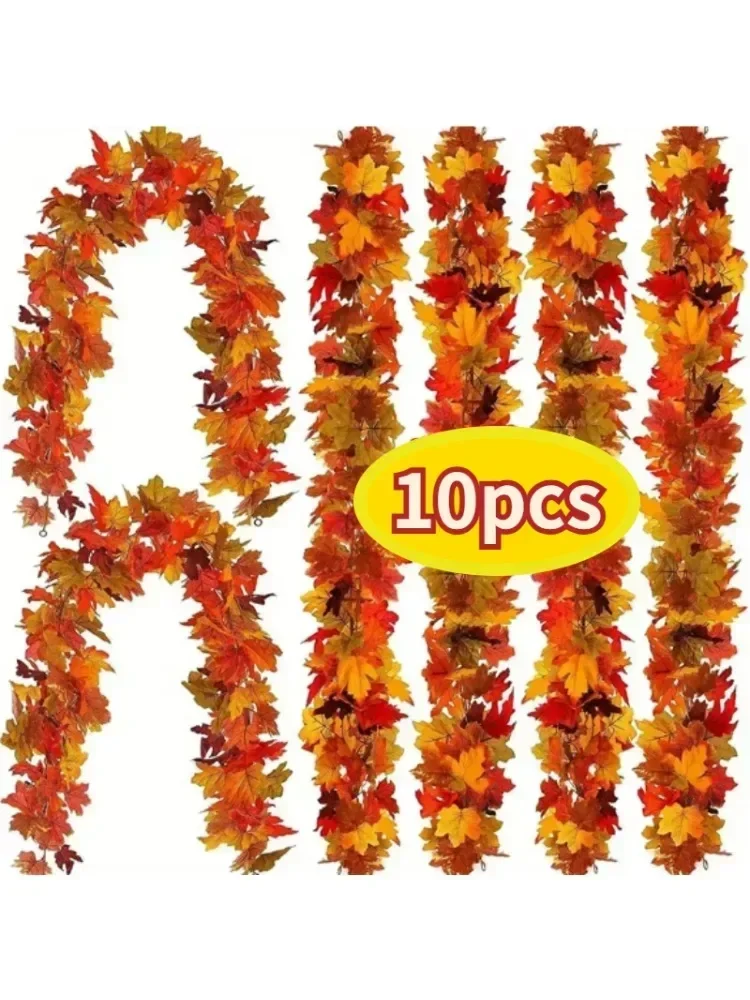 Guirxiété de Cuir oral elu Artificiel en Érable, Fausses Plantes, Feuilles de Vigne pour Thanksgiving, Halloween, Festivals, Décoration de Mariage, Automne