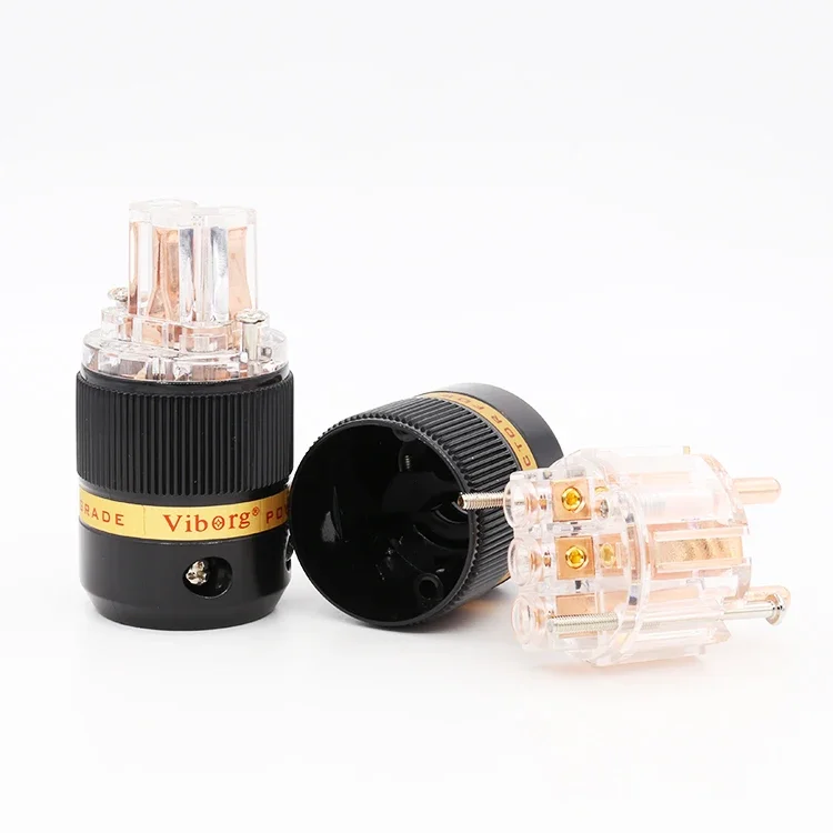 Viborg VE511+VF511 Прозрачный 99,99% чистая медь EUR Schuko Hi-Fi аудио Шнур питания Кабель Разъем питания IEC Гнездовой разъем