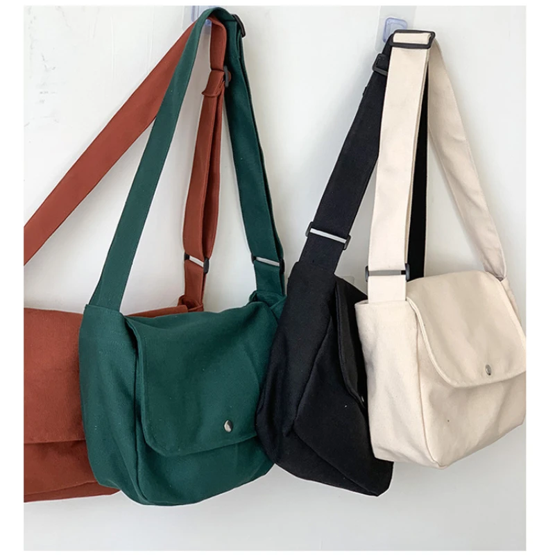 Canvas Shoulder Crossbody Bag for Women 2024 Large High Quality Female Satchel Student Handbags Cloth Ladies Messenger Book Bag