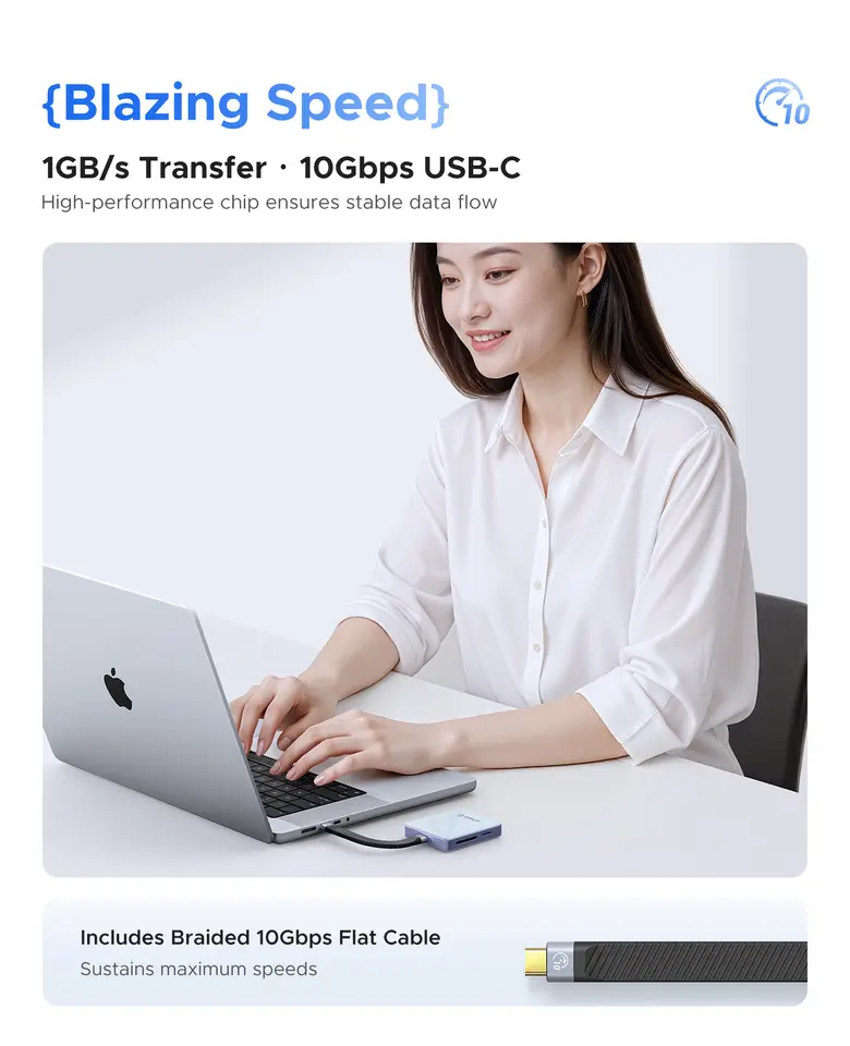 ORICO Magnetic M.2 2230/2242 NVMe SSD Enclosure for iPhone 4K ProRes Recording ith SD/TF 3.0 Card Reader PD100W Charging Port - 6