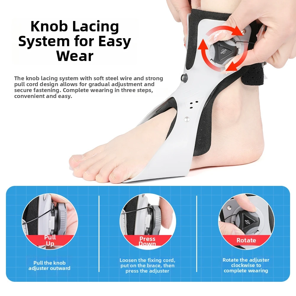 

Adjustable Rotary Air Cushion Ankle Support Brace Drop Foot Orthosis for Injury Recovery Sports Training & Walking Stability