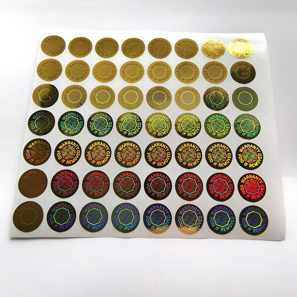 100 Stück 9 mm goldfarbene Hologramm-Etiketten mit Schraubenloch-Aufkleber, Sicherheitssiegel, Achteck innen, authentischer echter ORIGINAL-Schutz – Detail 2