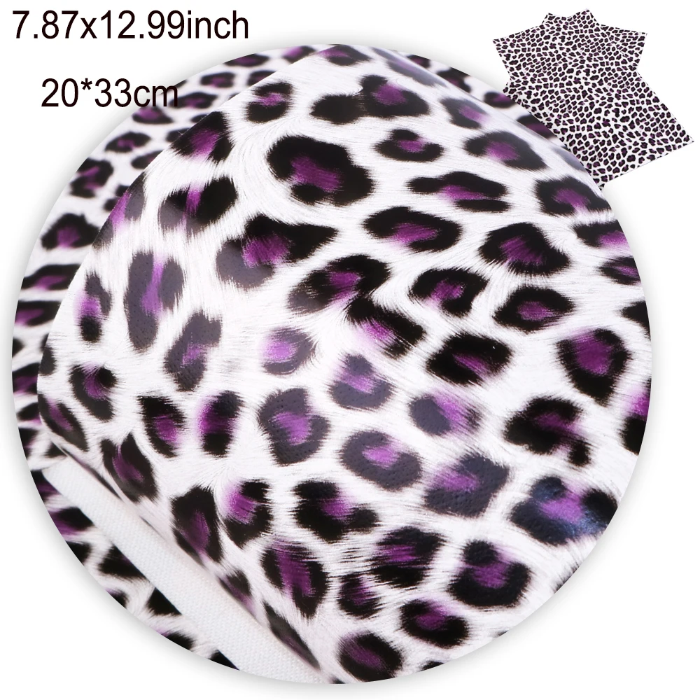 1 Piece Leopard Faux Leather Fabric,7.87x12.99inch,Smooth Texture PVC Material Synthetic Leather- Perfect