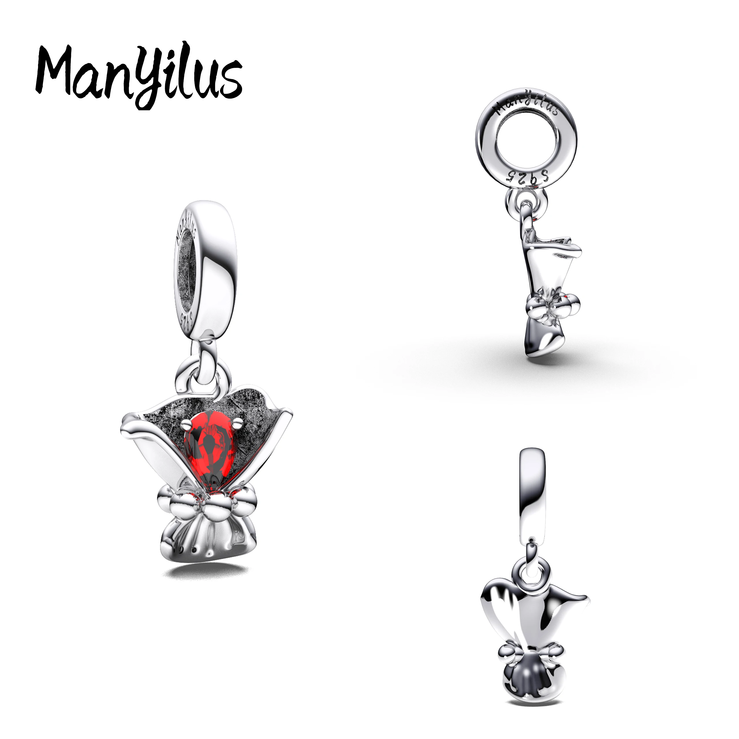 

Manyilus 2025 Hot Sale Red Rose Clover Charms S925 Sterling Silver Bag Beads For Original Bracelet Charm Silver 925 Gifts