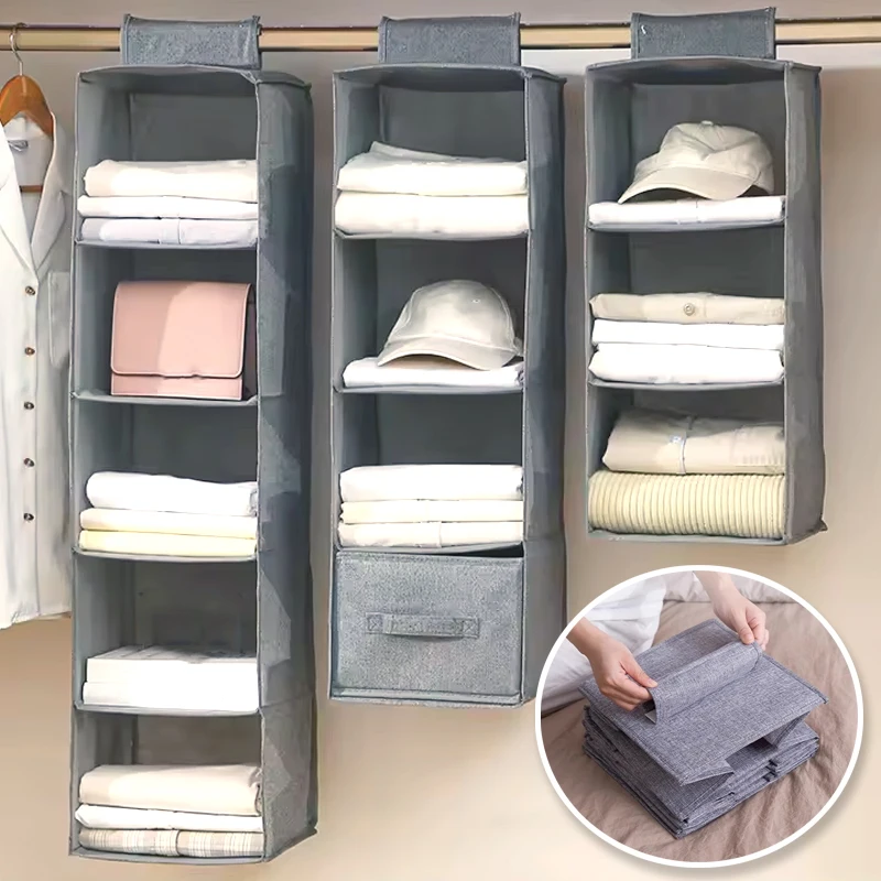 

Multi-Layer Folding Hanging Bra Storage Bag Underwear Socks Clothes Storage Organizer Non-Woven Washable Wardrobe Hanging Bag