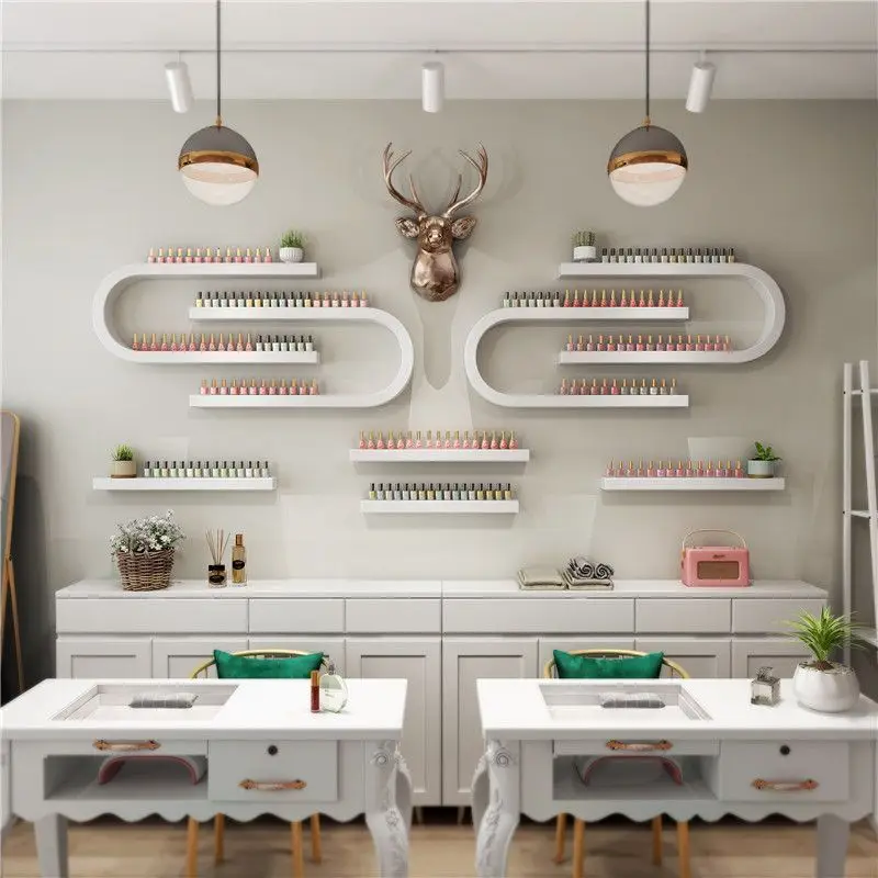 

Nail shop wrought iron U-shaped nail art wall rack nail polish wall