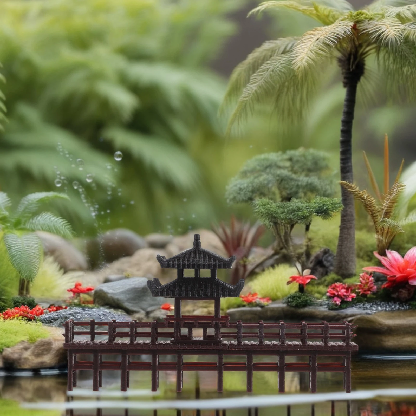 

Small Bridge Pavilion Ornaments Bonsai Fish Tank Model Landscaping Plastic Gazebo