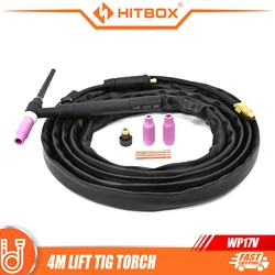 HITBOX TIG Gas Burner Welding Torch WP17V 13ft 4M 10-25mm Adapter 140A 150-Amp Air Cooled SR-17V Argon Gun Tools