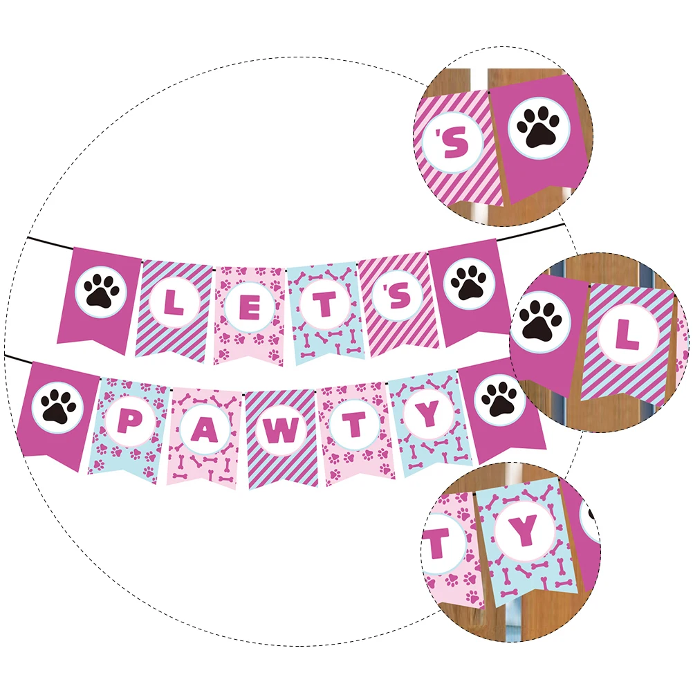 

Dog Birthday Banners Pet Theme Decorations Practical Indoor Outdoor Party Supplies Let Pawty Banner Photo Prop Dog
